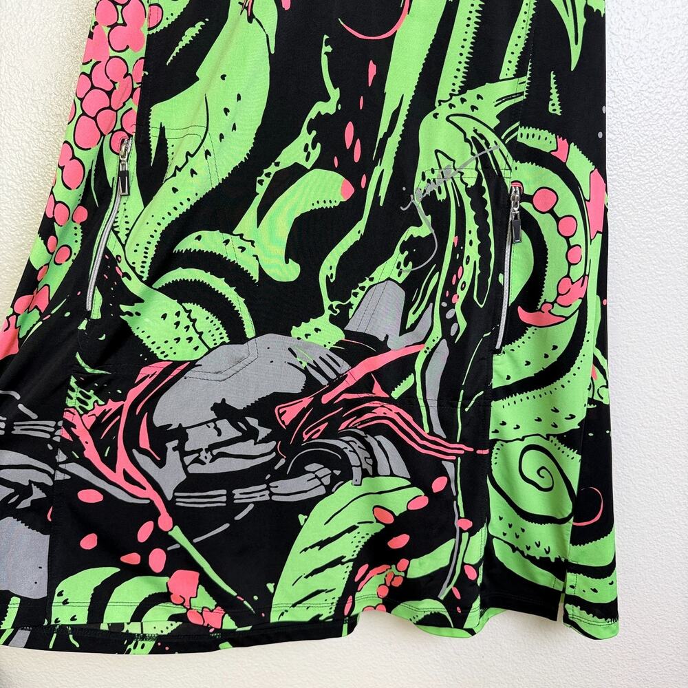 Jamie Sadock Dress Medium Green Sleeveless Graphic Tentacle Tennis Sport Sign * - Picture 9 of 13